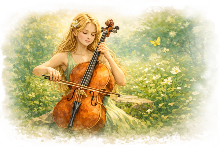 Young cellist